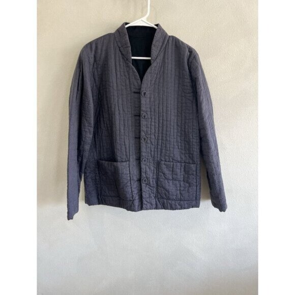 Eileen Fisher Womens Medium Gray Textured Long Sleeve Cardigan Button Quilted - Picture 1 of 6